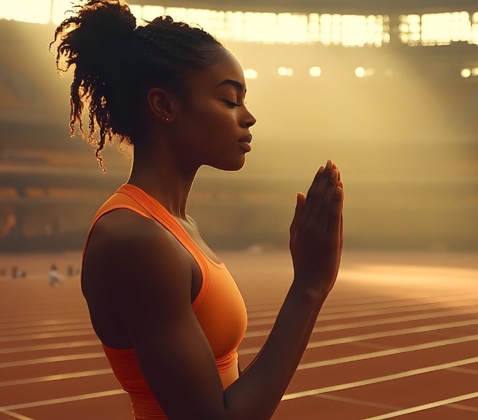 Athlète féminin en séance de visualisation mentale